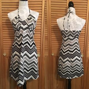 H&M Halter sundress black/White/gray chevron print