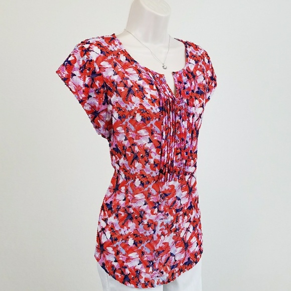 Brixon Ivy Tops - Brixon Ivy lightweight red, pink floral top