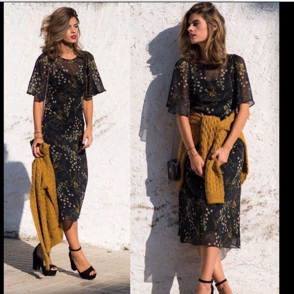 Zara Dresses & Skirts - 🏵ZARA🏵LONG CHIFFON FLORAL DRESS🏵