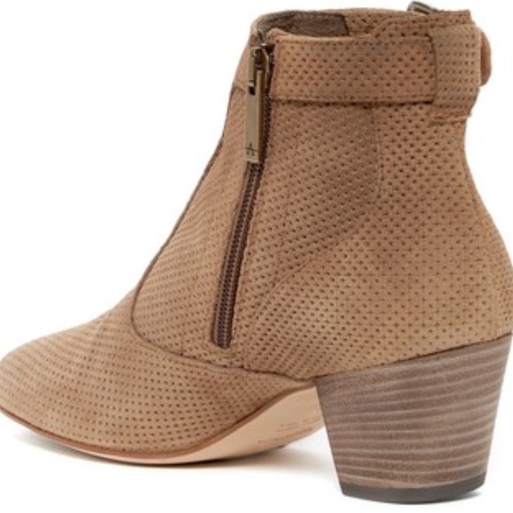 Aquatalia Fionna Sport Leather Bootie Ankle Boots Womens Short Boots Size 10 Tan