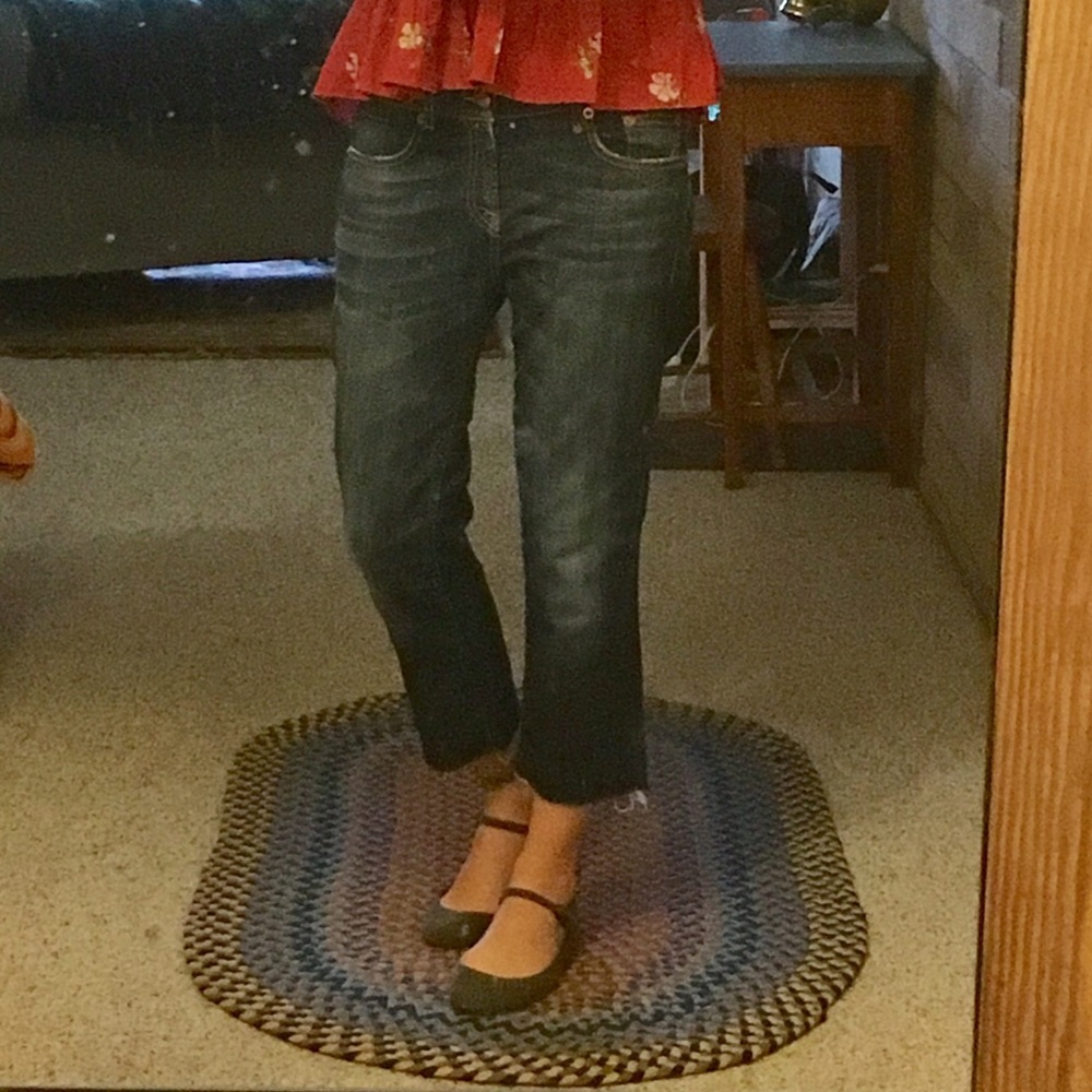 R13 Cropped Raw Hem Boyfriend Jeans 26