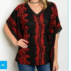 New Black and Red Sequence Top Large