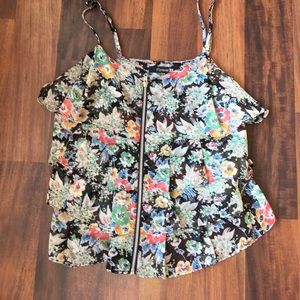 Floral tank with zipper detail