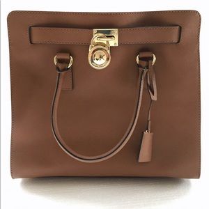 MICHAEL KORS HAMILTON SAFFIANO LEATHER SATCHEL