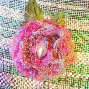 Rugged rose pink Rhinestone jeweled Beaded clip