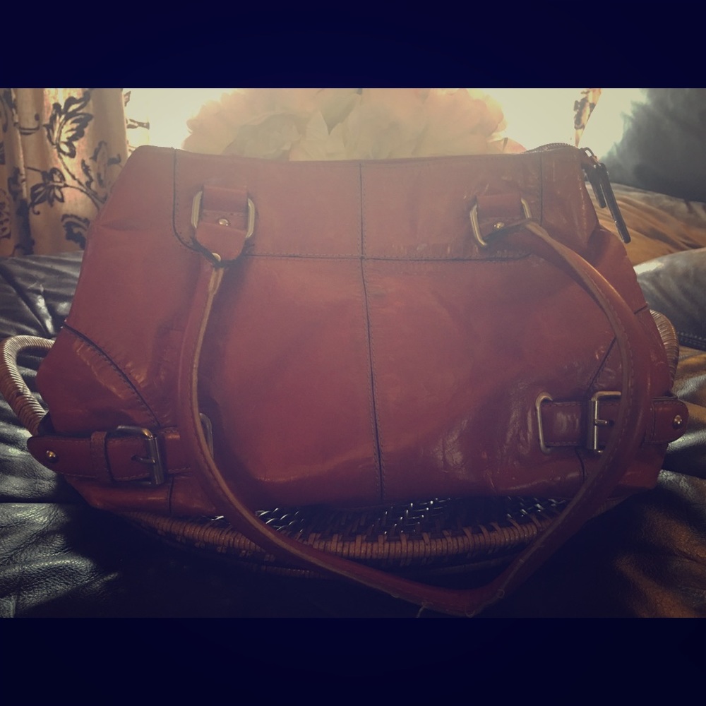Orange / Tan leather Purse