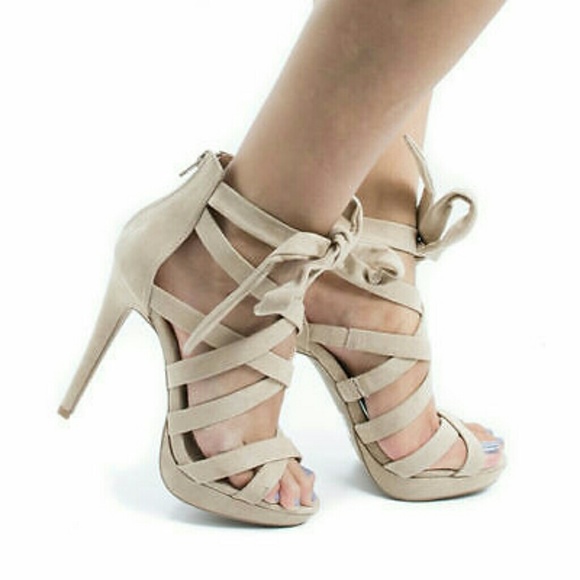 xxSOLDxx Strappy Gladiator Tie Up Platform Heels - Picture 2 of 3