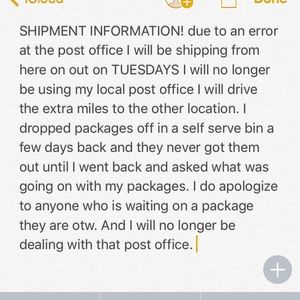 SHIPMENT INFORMATION