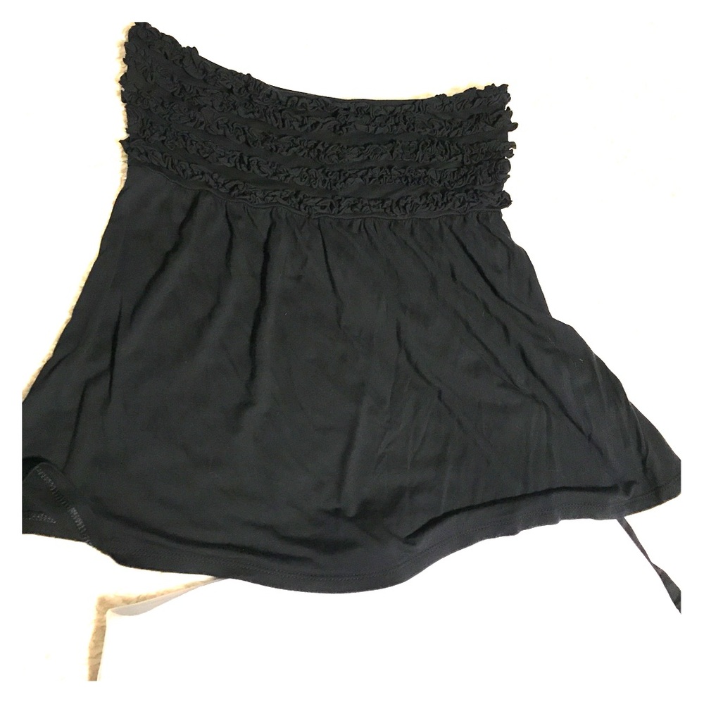 Ruffled Black Strapless Express Top