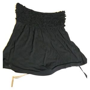 Ruffled Black Strapless Express Top