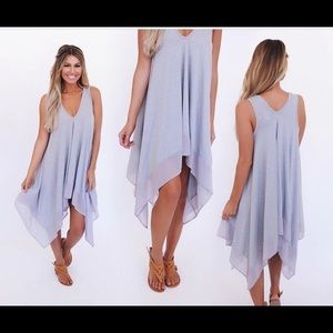 Grey Handkerchief Hem Dress