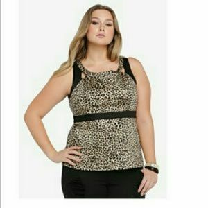 Torrid Leopard Print Cutout Peplum Top