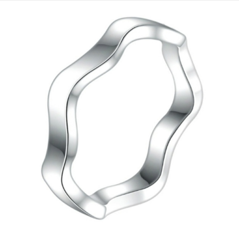 925 Chevron Wave Band Sterling Silver Ring - Picture 2 of 5