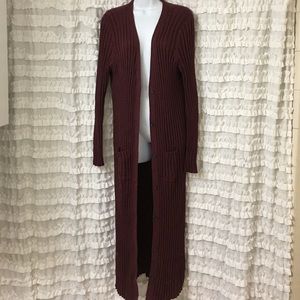 Burgundy Ribbed Sweater Duster