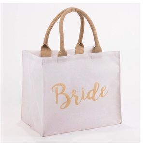New BRIDE Sparkle Wedding Gift Tote Bag Gold white
