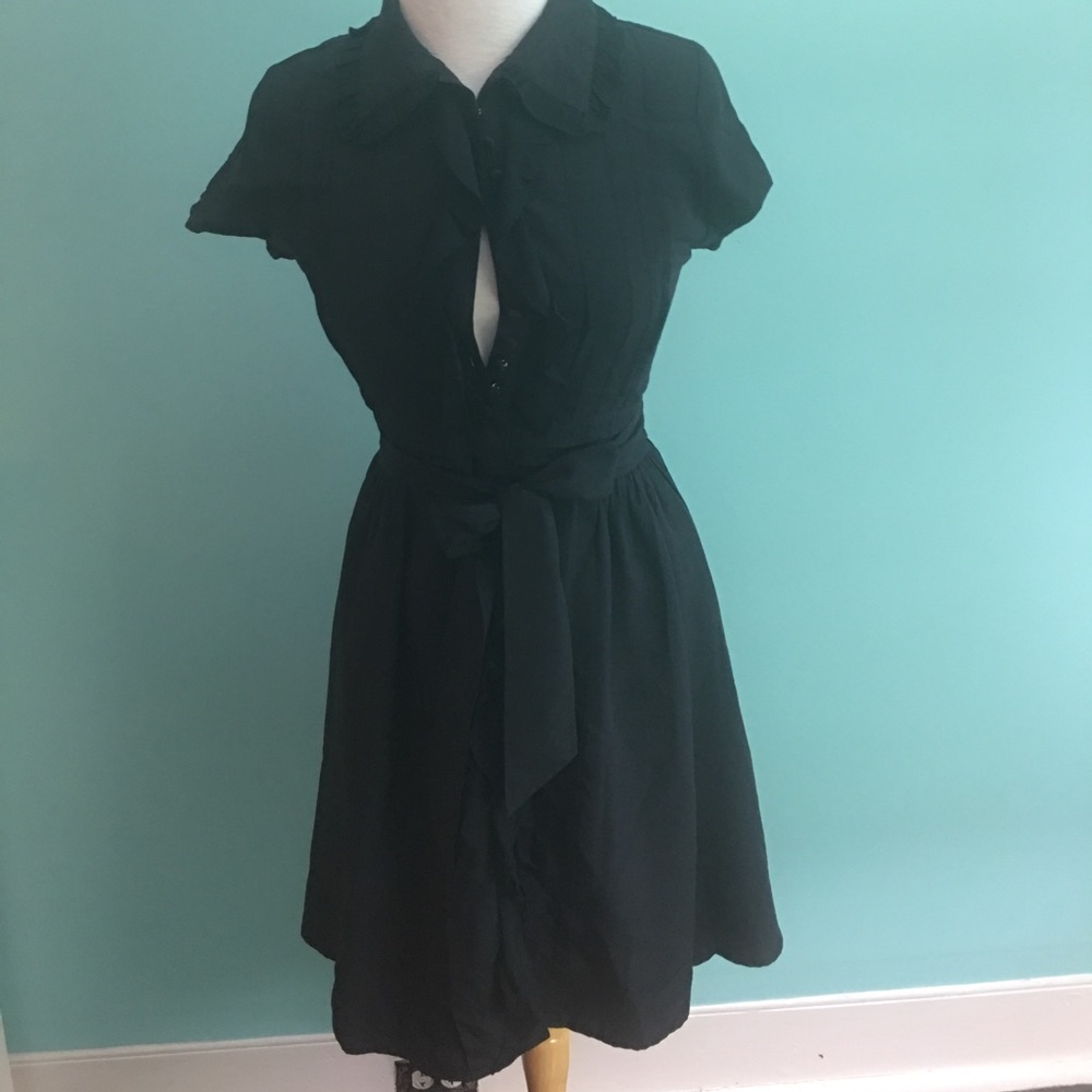 Designer Black Knee Length Day or Cocktail Dress.