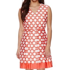 Petite Sleeveless Dot Print Fit and Flare Dress