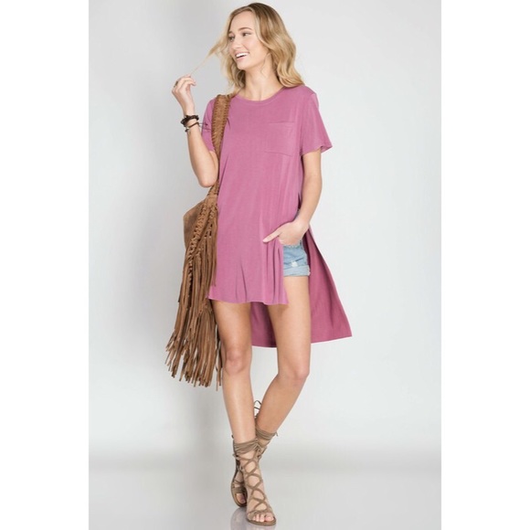 >>LAST<< Gotta Have It Hi-Low Slit Top - Mauve - Picture 5 of 6