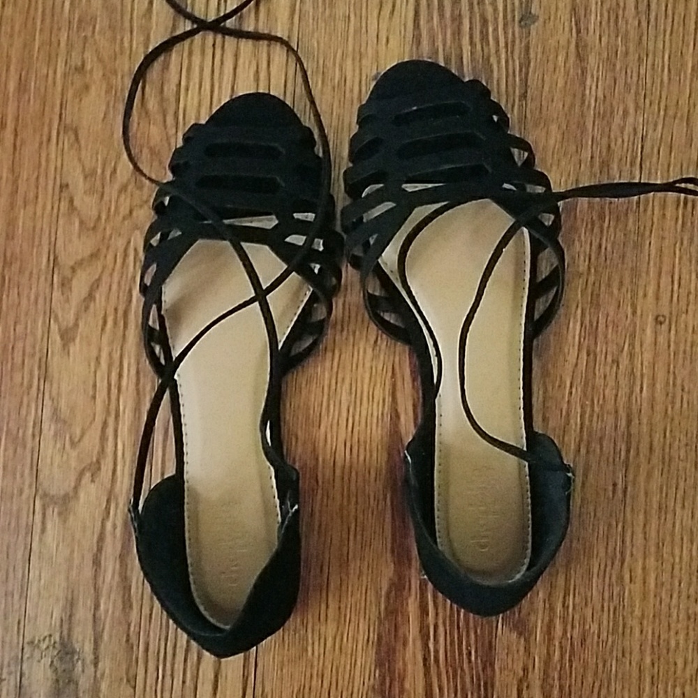 Charlotte Russe Black Peep Toe Flats