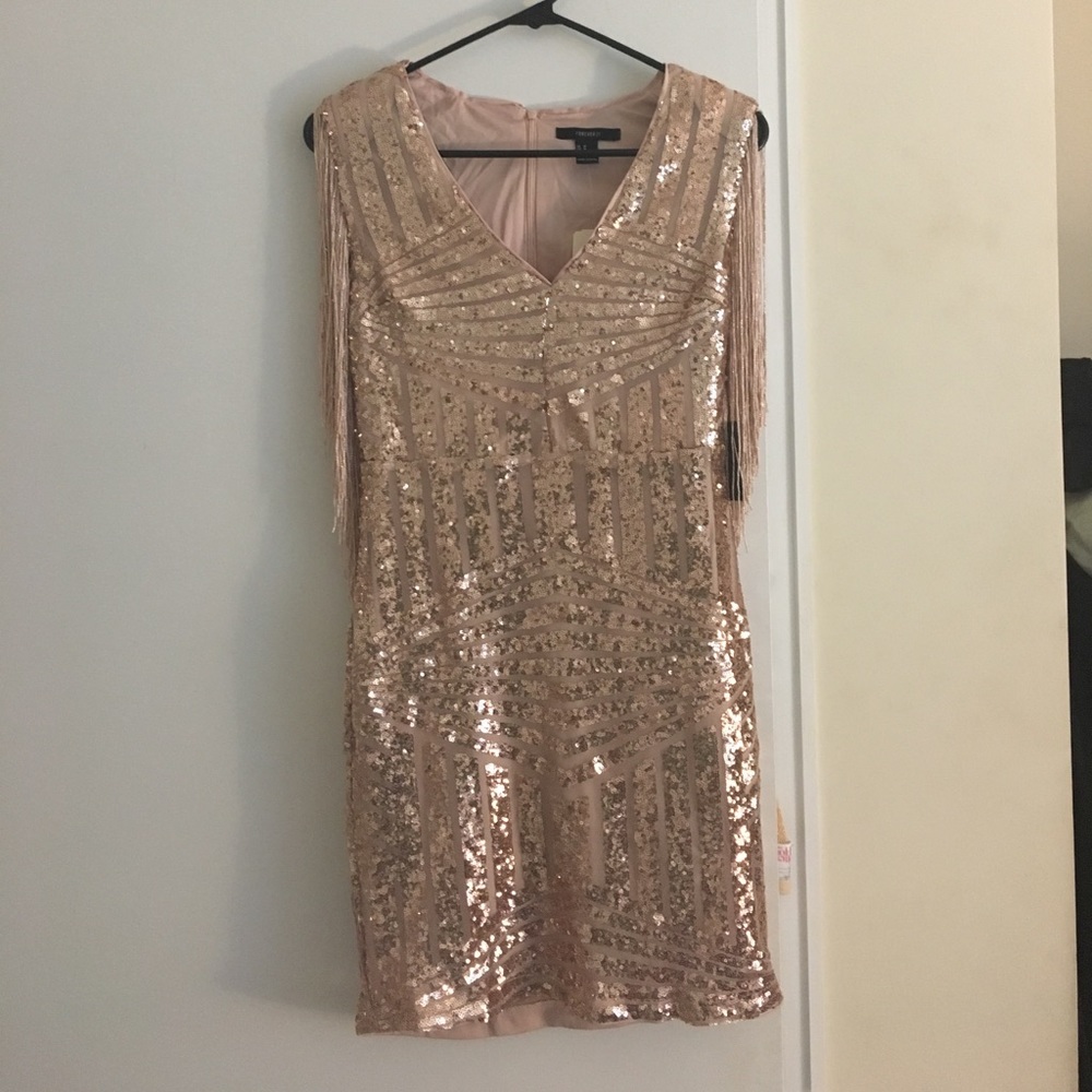 Sequined rose gold bodycon dress