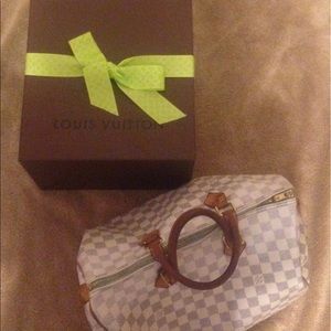 💯 Authentic Louis Vuitton Speedy 35 Damier Azur