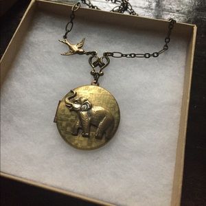 Elephant and Swallows Locket