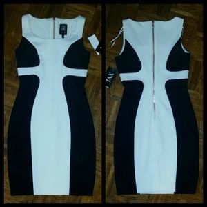 Navy & white bodycon dress