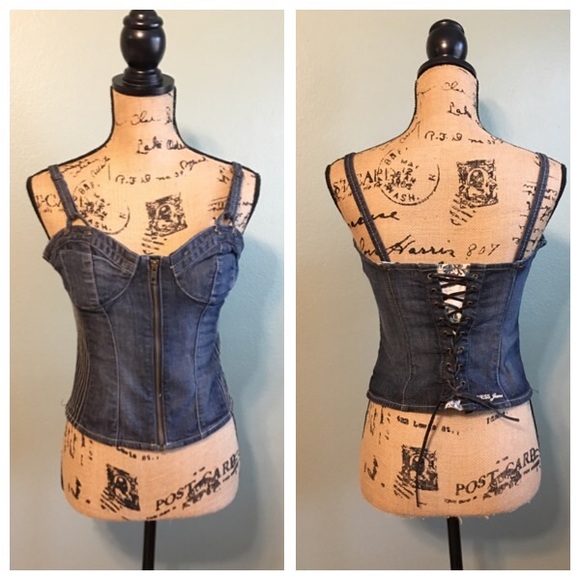 Guess Tops - Guess size medium denim bustier corseted top!