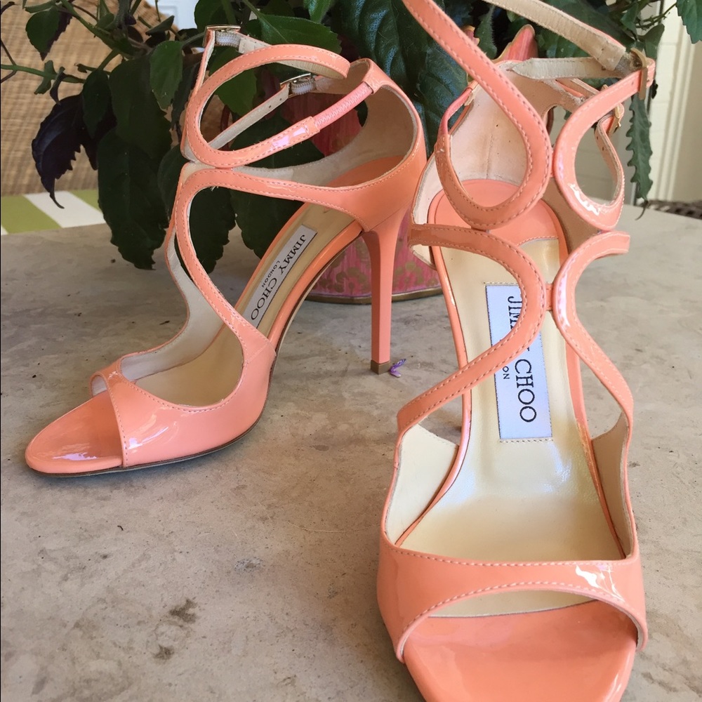 Jimmy Choo Lang 100 Strappy Patent Leather Sandal