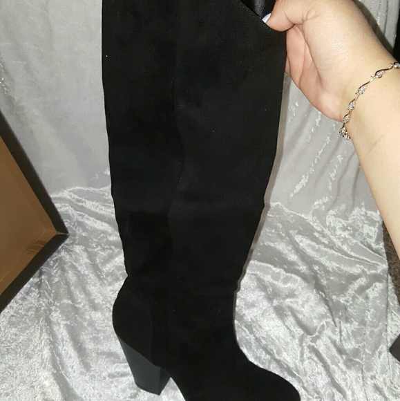 Leila Stone black suede knee high - Picture 1 of 4