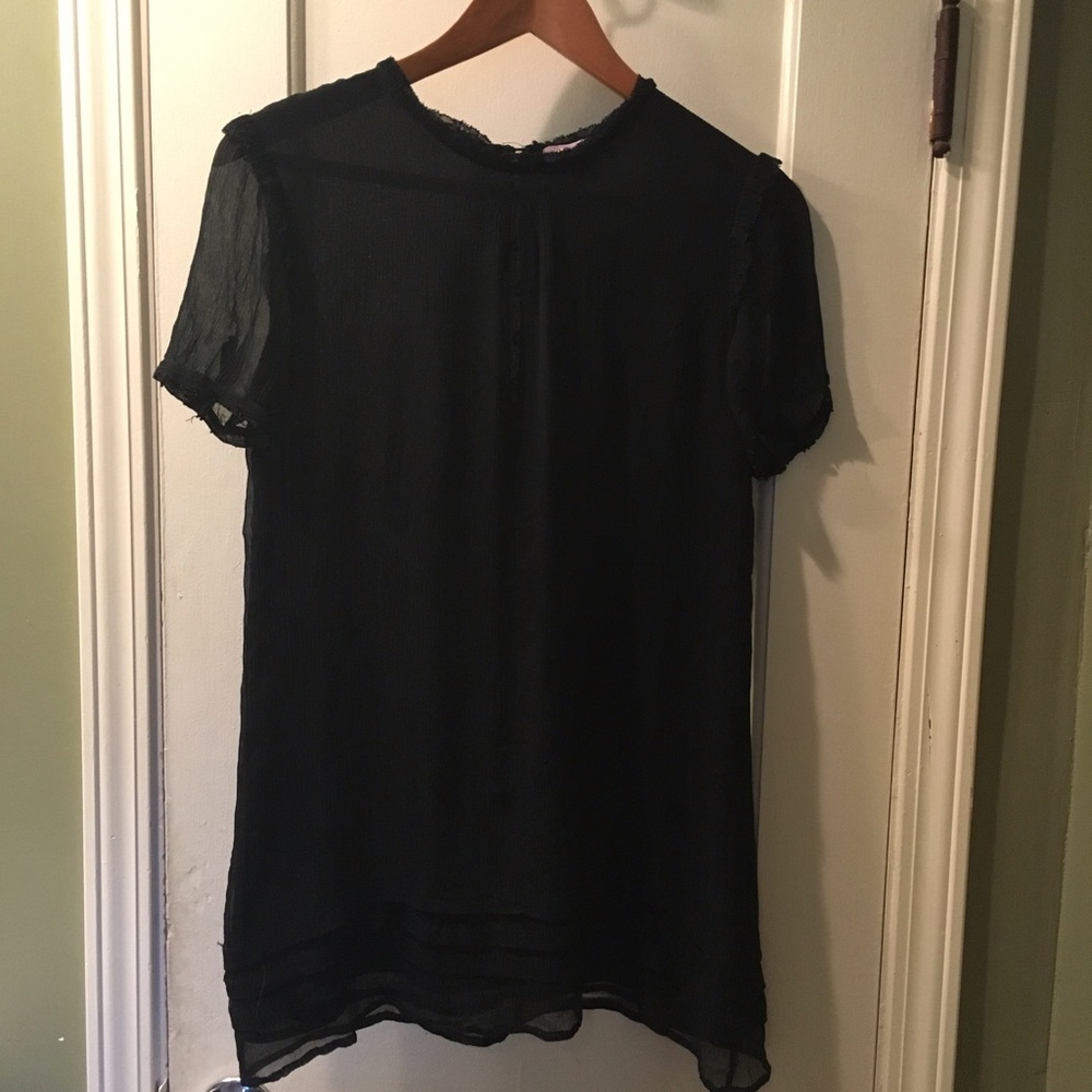 Black chiffon short sleeve tunic