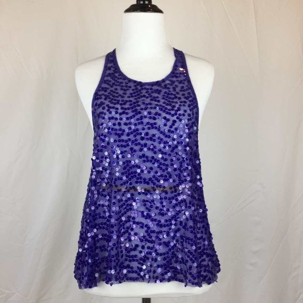 Free People Purple Sequined Tank Top