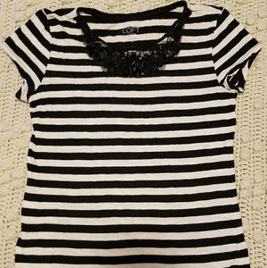 Black and white striped Ann Taylor Loft shirt