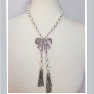 🦋Pink bow tassel necklace 🦋