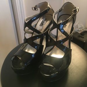 Black straps heels