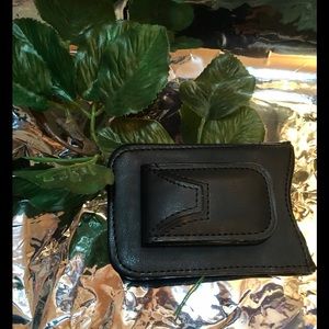 Money Clip Black Leather