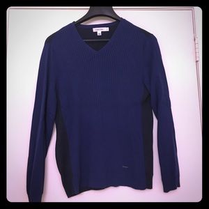 Calvin Klein Blue Ribbed Cotton Sweater