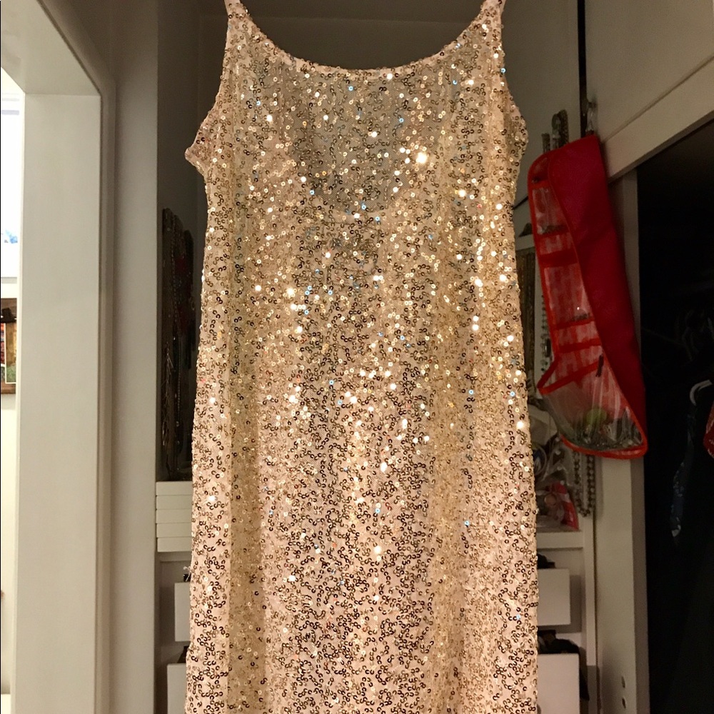 Free People Gold Sequin Slip
