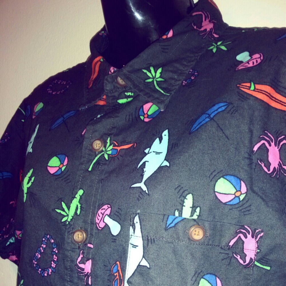 American Eagle Hawaiian Beach Shirt XL