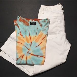 Tryst XL vneck tie dye aqua orange 100% cotton