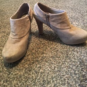 Gray microsuede booties 8.5