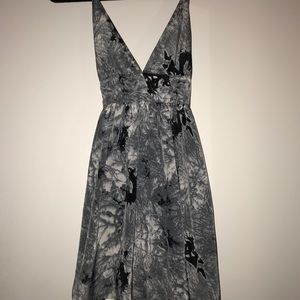 Black and Grey Low Cut Dress