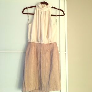Dress with blouse top and fitted printed bottom