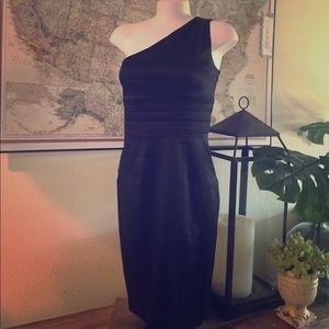 Black satin cocktail dress