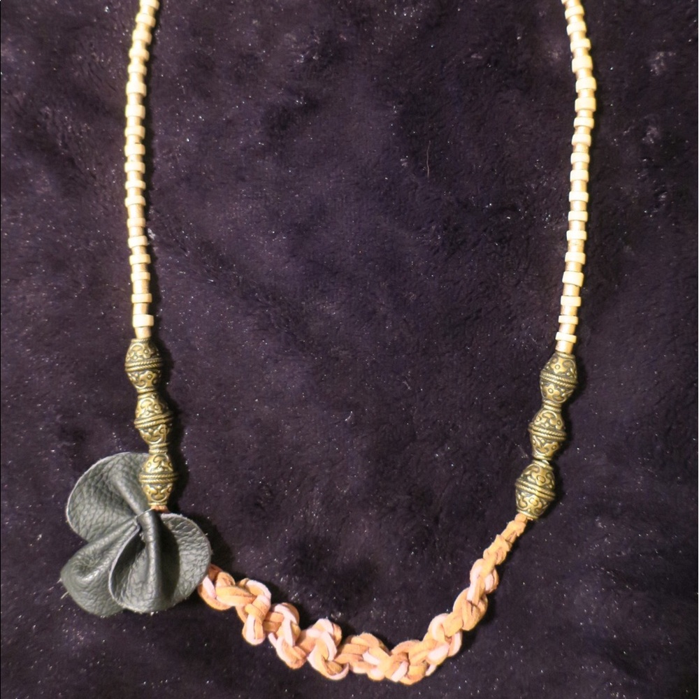 Anthropologie Beads & Leather Necklace