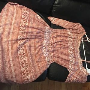 Red 3/4 sleeve off the shoulder dress