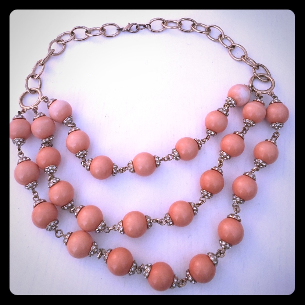 Aqua/Bloomingdales coral layer chunky necklace