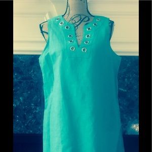 NWT AUGUST SILK TEAL LINEN SLEEVELESS TOP