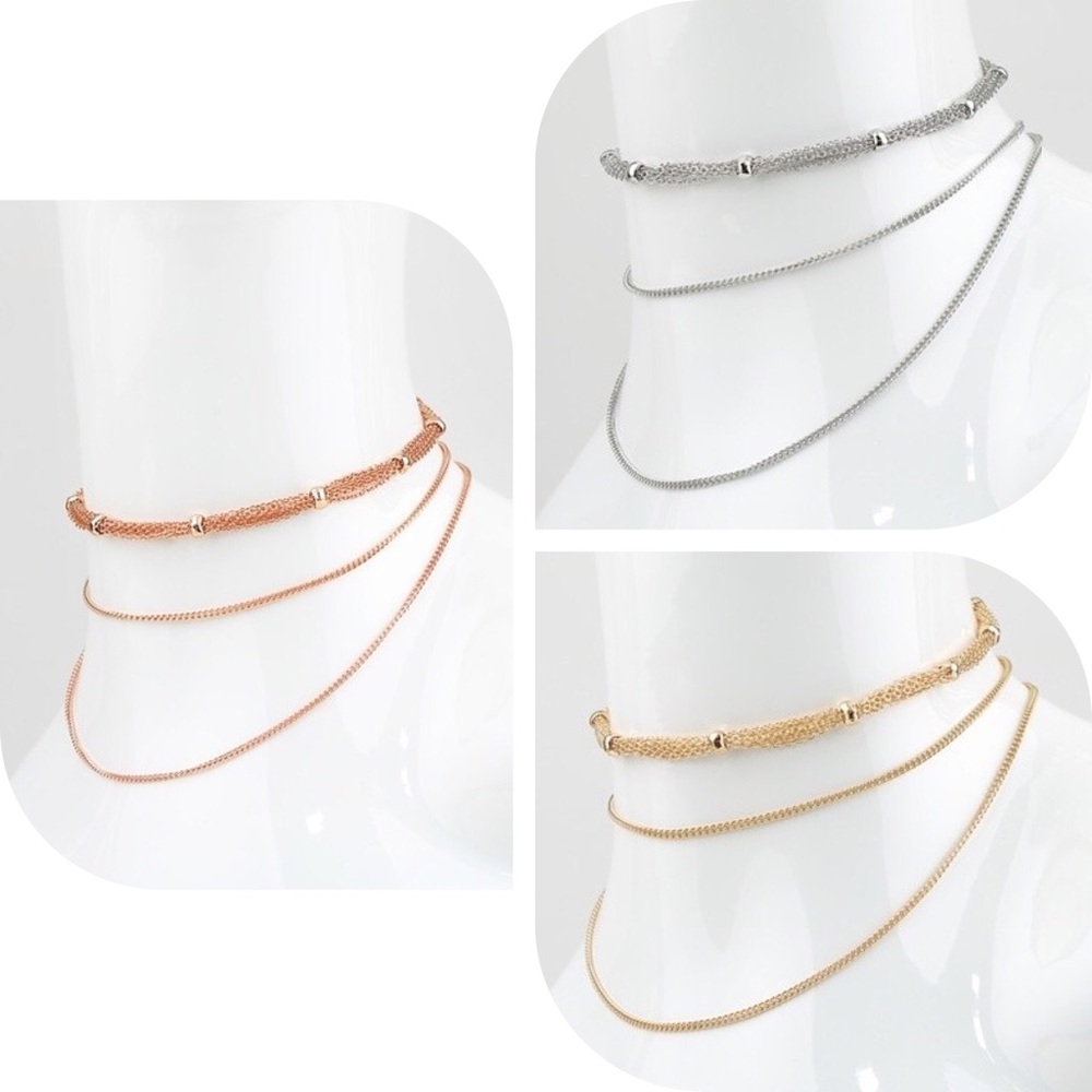 New multi layer choker chain necklace trendy sold - Picture 3 of 4