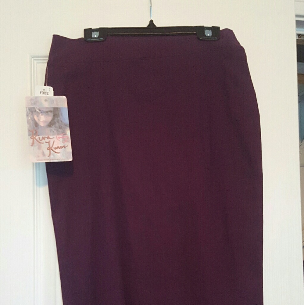 Purple stretch pencil skirt